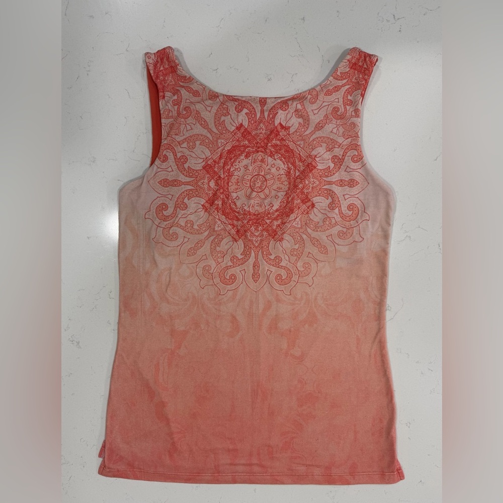 PRANA Women’s SM Coral Ombre Tank with Mandala Center & built in bra